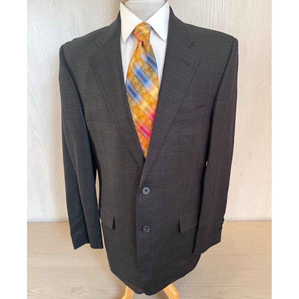John Nordstrom x Robert Noble Scottish Wool Brown Plaid 42L Blazer Jacket Canada